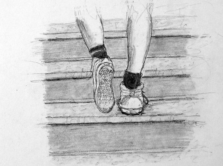 Ankles and feet. Taking the subway one often falls in behind others taking the stairs…